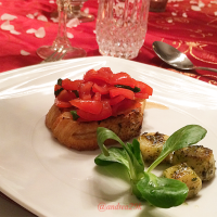 Vorspeise - Weihnachtsmenü - Bruschetta mit Jakobsmuschel - www.candbwithandrea.com - Rezept