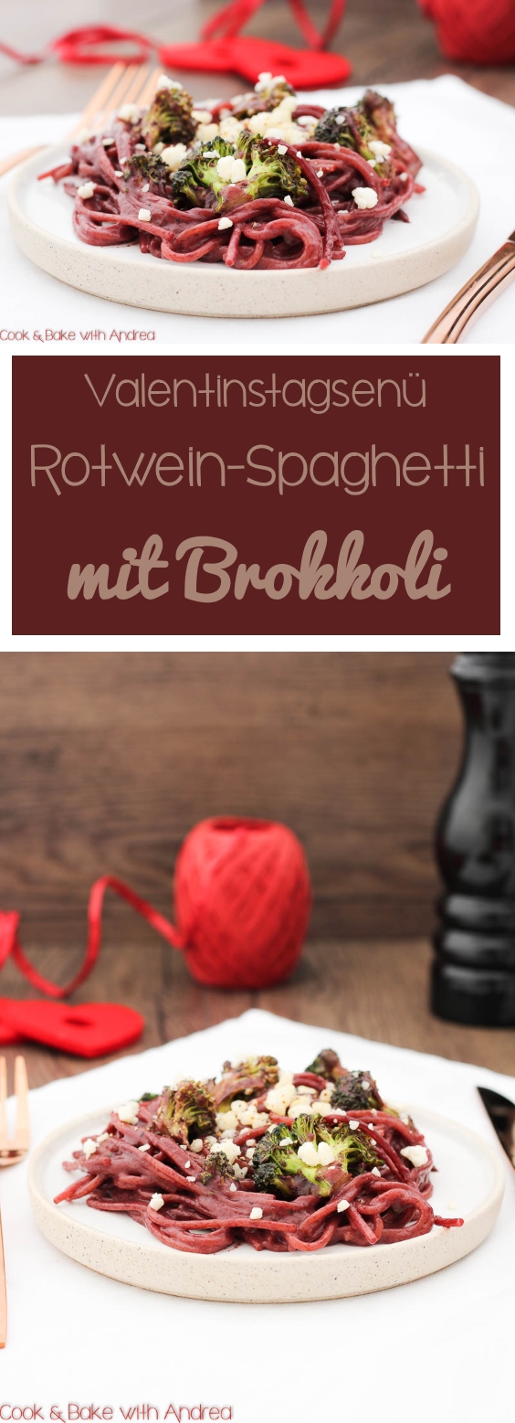 C&B with Andrea - Rotwein-Spaghetti mit Brokkoli Rezept - www.candbwithandrea.com - Collage