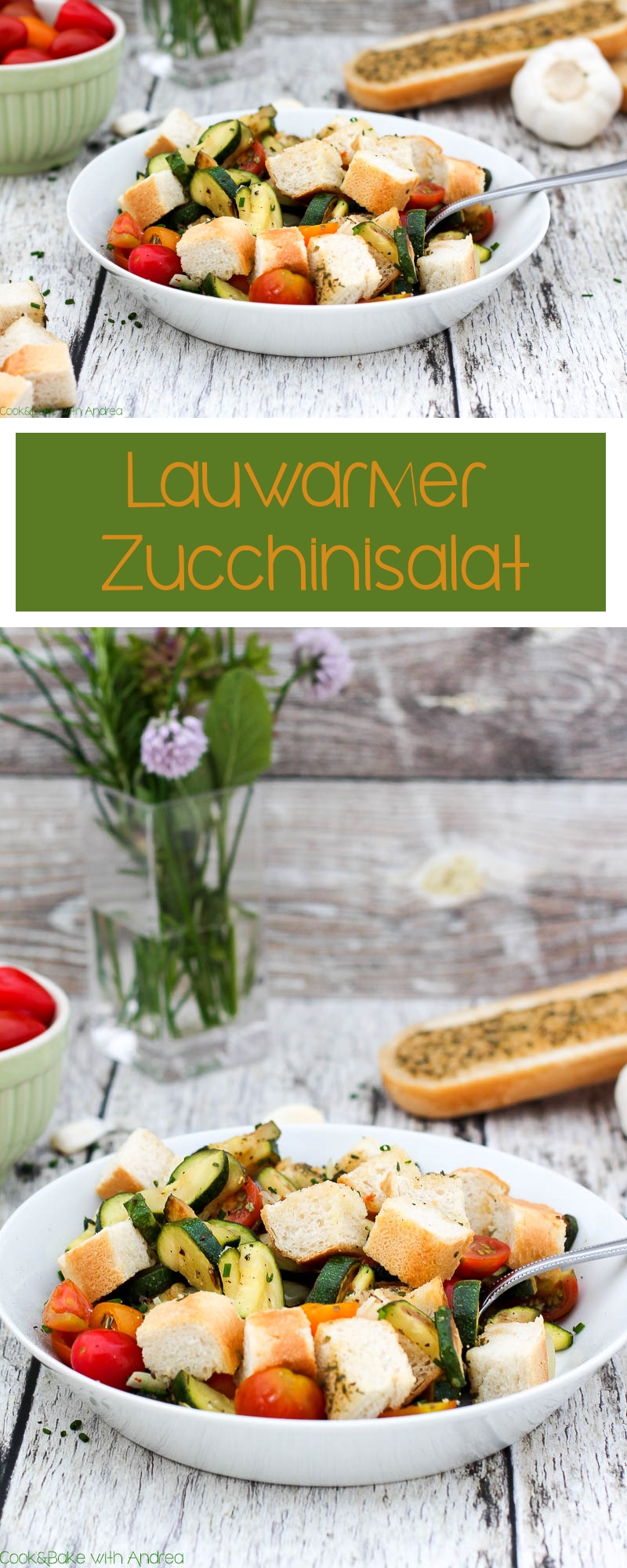 Im Sommer ist es doch fast schon Pflicht den Grill anzuwerfen. Aber nicht nur das richtige Grillgut ist wichtig, sondern auch die Beilagen. Mein lauwarmer Zucchinisalat mit knusprigem Snack Baguette zum Beispiel passt grandios zu eurem nächsten Grillabend. Das sommerliche Rezept gibt´s bei Cook and Bake with Andrea.